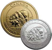 Polar Bear Cub GoldandSilver Coins - Vaultusgold