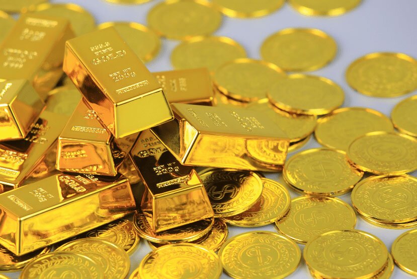 gold coins and bars
