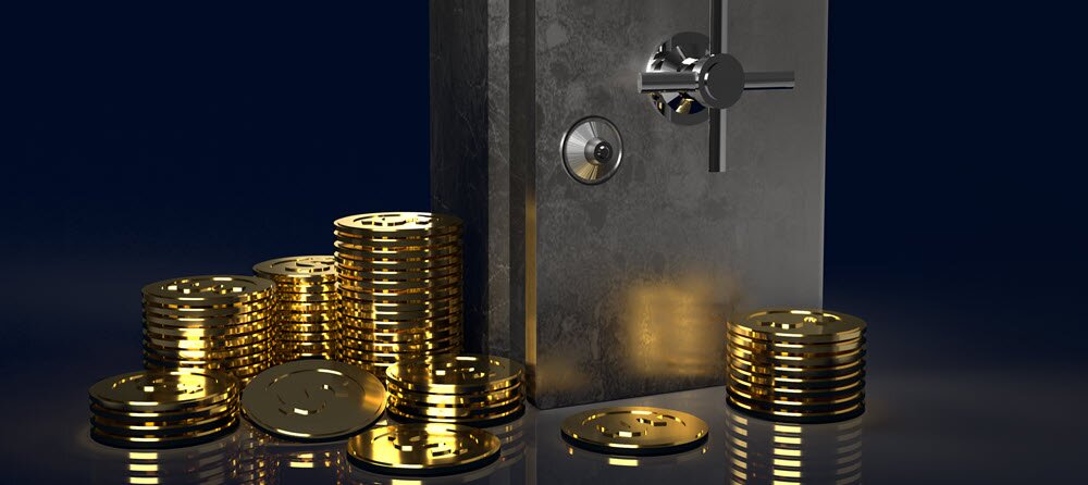gold coins and bars