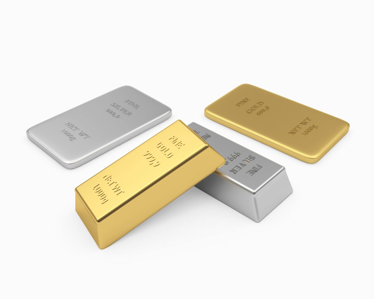 gold and silver bars